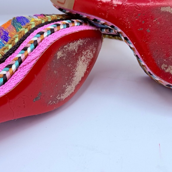 Christian Louboutin Madcarina Vibrant Multicolor Wedges - Picture 13 of 16
